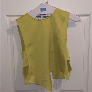 Mustard top, backless with cutouts